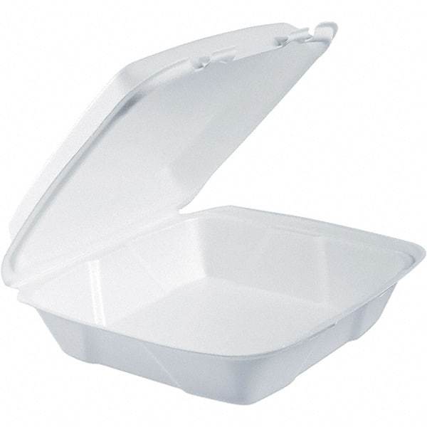 DART - 9-3/8 x 9-3/8 x 3" Foam Hinged Lid Containers - White - A1 Tooling