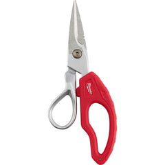 Electrician's Snips: 2″ LOC, Chrome-Plated Blades Use with Electrical Cutting, Straight, Acrylonitrile Butadiene Styrene Plastic Handle