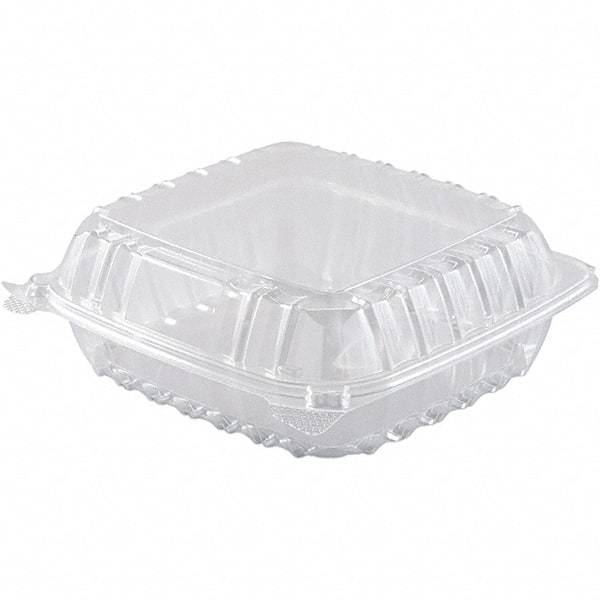 DART - 8-19/64 x 8-19/64 x 3" Hinged-Lid Plastic Containers - Clear - A1 Tooling