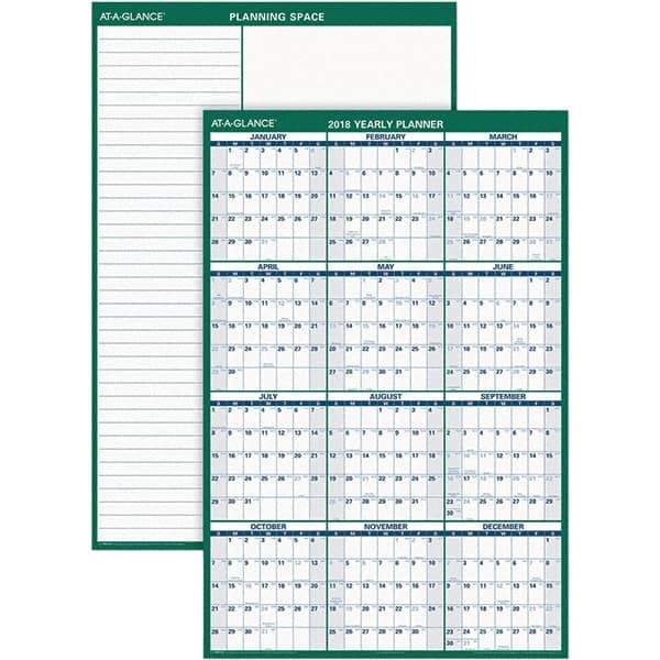 AT-A-GLANCE - 1 Sheet, 32 x 48", Erasable Wall Calendar - Green & White - A1 Tooling