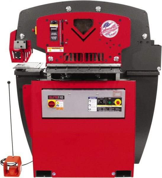 Edwards Manufacturing - 11-3/4" Throat Depth, 110 Ton Punch Pressure, 1-3/8" in 1" Punch Capacity Ironworker - 7-1/2 hp, 3 Phase, 460 Volts, 57-1/4" Wide x 66-1/16" High x 42-3/8" Deep - A1 Tooling