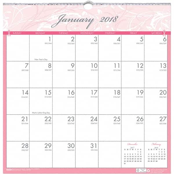 House of Doolittle - 12 Sheet, 12 x 12", Wall Calendar - Pink & Gray - A1 Tooling