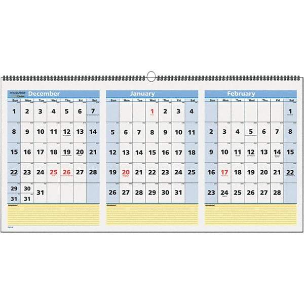 AT-A-GLANCE - 8 Sheet, 23-1/2 x 12", Wall Calendar - White - A1 Tooling