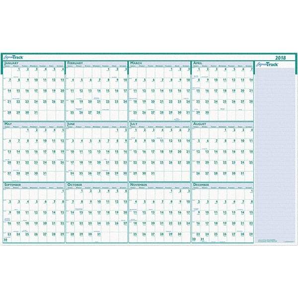 House of Doolittle - 1 Sheet, 24 x 37", Erasable Wall Calendar - White & Teal - A1 Tooling