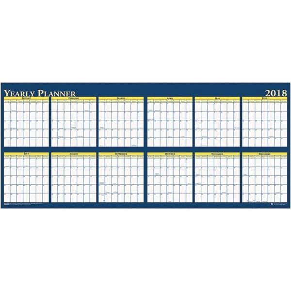 House of Doolittle - 1 Sheet, 60 x 26", Erasable Wall Planner - Yellow & Blue - A1 Tooling