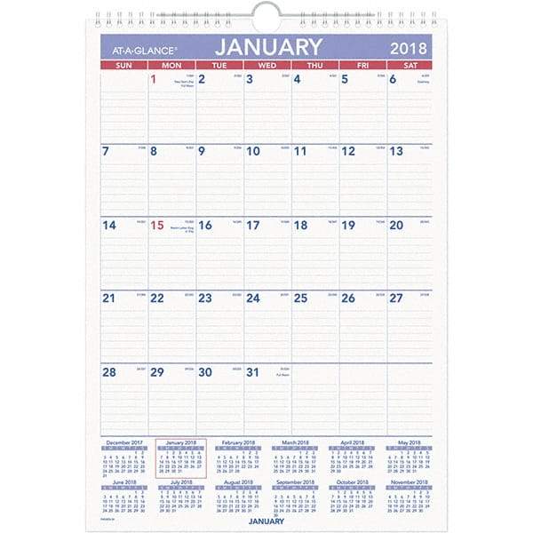 AT-A-GLANCE - 12 Sheet, 12 x 17", Erasable Wall Calendar - White - A1 Tooling