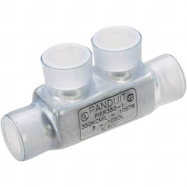 Panduit - 10 to 8 AWG Compatible, Vinyl Partially Insulated, Crimp-On Butt Splice Terminal - Aluminum Contacts, 2.38" OAL, Clear - A1 Tooling