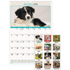 AT-A-GLANCE - 12 Sheet, 15-1/2 x 22-3/4", Wall Calendar - Puppies - A1 Tooling