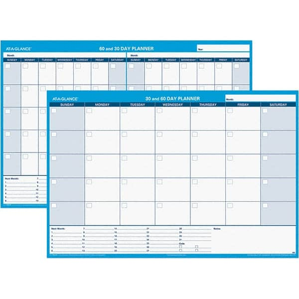 AT-A-GLANCE - 1 Sheet, 48 x 32", Erasable Wall Calendar - White & Blue - A1 Tooling