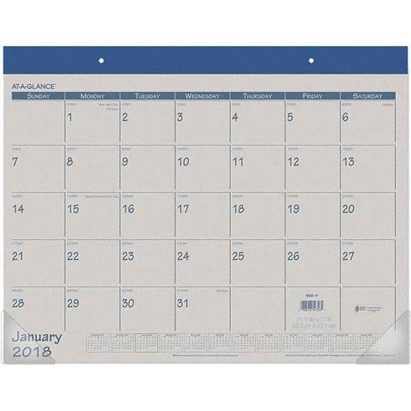 AT-A-GLANCE - 12 Sheet, 22 x 17", Desk Pad Calendar - Blue - A1 Tooling