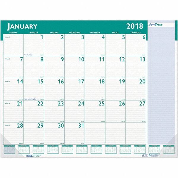 House of Doolittle - 12 Sheet, 22 x 17", Desk Pad Calendar - White & Teal - A1 Tooling