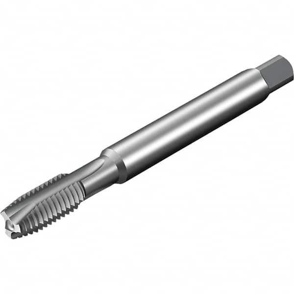 Sandvik Coromant - 3 Flute, AlCrN Finish, Powdered Metal High Speed Steel Spiral Point Tap - Plug Chamfer, 16mm Thread Length, 6mm Shank Diam, 4H Class of Fit - Exact Industrial Supply