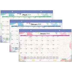 AT-A-GLANCE - 12 Sheet, 17-3/4 x 10-7/8", Desk Pad Calendar - Watercolors - A1 Tooling