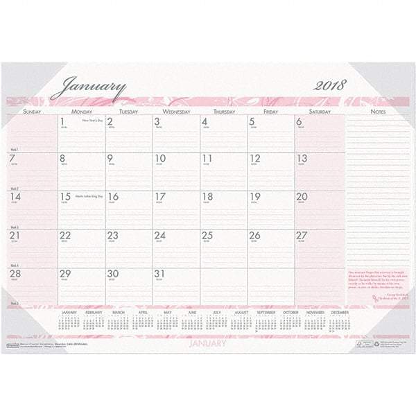 House of Doolittle - 12 Sheet, 18-1/2 x 13", Desk Pad Calendar - Pink & Gray - A1 Tooling