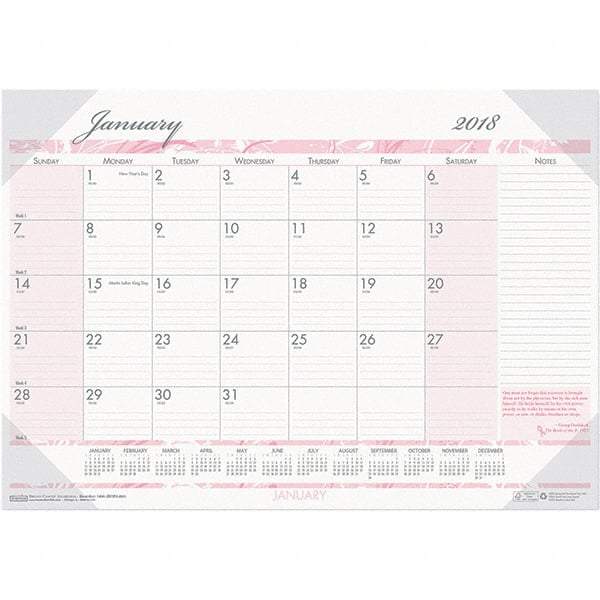 House of Doolittle - 12 Sheet, 22 x 17", Desk Pad Calendar - Pink & Gray - A1 Tooling