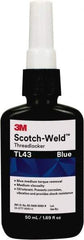 3M - 50 mL, Blue, Medium Strength Liquid Threadlocker - Series TL43, 24 hr Full Cure Time - A1 Tooling