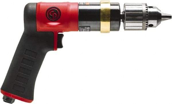 Chicago Pneumatic - 1/2" Keyed Chuck - Pistol Grip Handle, 600 RPM, 0.5 hp, 90 psi - A1 Tooling