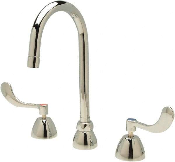 Zurn - Gooseneck, Two Handle, Chrome Plated Deck Mount, Laboratory Faucet - Wrist Blade Handle - A1 Tooling