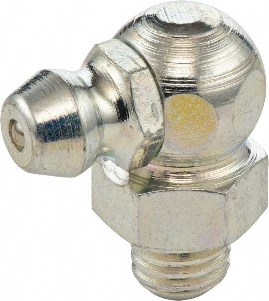 Umeta - 90° Head Angle, 1/4-28 SAE-LT Steel Standard Grease Fitting - 3/8" Hex, 3/4" Overall Height, Zinc Plated Finish - A1 Tooling