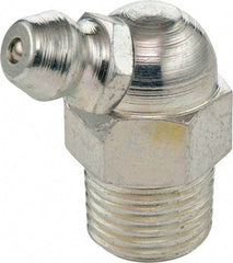 Umeta - 65° Head Angle, 1/8 PTF Steel Standard Grease Fitting - 7/16" Hex, 0.8438" Overall Height, Zinc Plated Finish - A1 Tooling