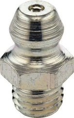 Umeta - Straight Head Angle, 1/4-28 SAE-LT Steel Standard Grease Fitting - 5/16" Hex, 0.5469" Overall Height, Zinc Plated Finish - A1 Tooling