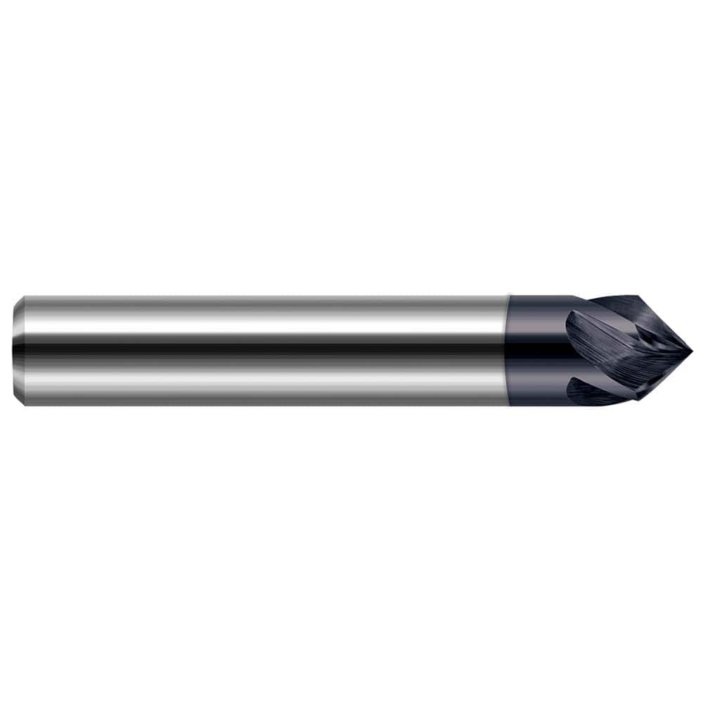 Harvey Tool - 3/16" Diam 90°/90° 4-Flute Single End Solid Carbide Chamfer Mill - Exact Industrial Supply