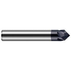 Harvey Tool - 1/4" Diam 90°/90° 4-Flute Single End Solid Carbide Chamfer Mill - Exact Industrial Supply