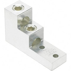 Panduit - 2 AWG Noninsulated Lug Connection Square Ring Terminal - 3/8" Stud, 4.91" OAL x 1-1/2" Wide, Tin Plated Aluminum Contact - A1 Tooling