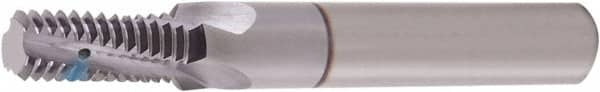 Vargus - 3/8-18 NPT, 0.439" Cutting Diam, 4 Flute, Solid Carbide Helical Flute Thread Mill - Internal/External Thread, 0.583" LOC, 2-7/8" OAL, 1/2" Shank Diam - A1 Tooling