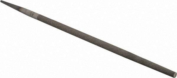 PFERD - 10" Long, Smooth Cut, Round American-Pattern File - Single Cut, 0.38" Overall Thickness, Tang - A1 Tooling