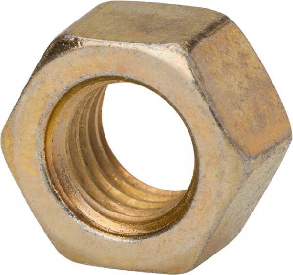 Made in USA - 1/4-20 UNC Steel Right Hand Hex Nut - 7/16" Across Flats, 0.2188" High, Zinc Yellow Dichromate Finish - A1 Tooling