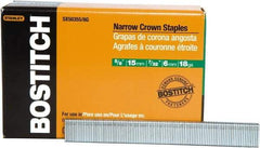 Stanley Bostitch - 5/8" Long x 7/32" Wide, 18 Gauge Narrow Crown Construction Staple - Steel, Chisel Point - A1 Tooling