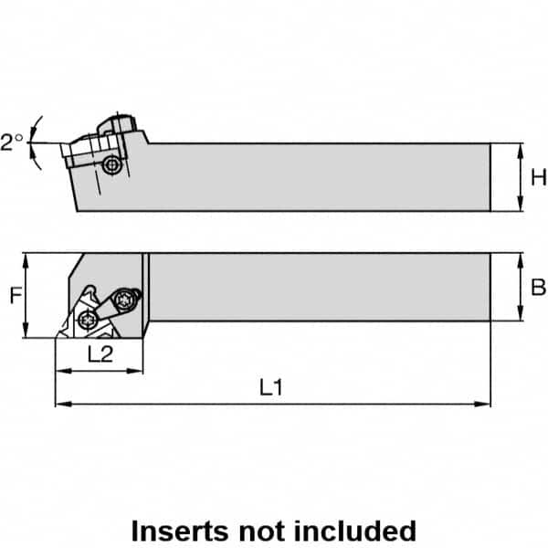 Kennametal - External Thread, Right Hand Cut, 32mm Shank Width x 32mm Shank Height Indexable Threading Toolholder - 170mm OAL, LT 22ER Insert Compatibility, LSS Toolholder, Series LT Threading - A1 Tooling