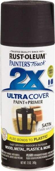 Rust-Oleum - Dark Walnut, Satin, Enamel Spray Paint - 8 Sq Ft per Can, 12 oz Container, Use on Multipurpose - A1 Tooling