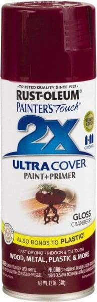 Rust-Oleum - Cranberry, Gloss, Enamel Spray Paint - 8 Sq Ft per Can, 12 oz Container, Use on Multipurpose - A1 Tooling