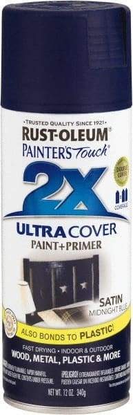 Rust-Oleum - Midnight Blue, Satin, Enamel Spray Paint - 8 Sq Ft per Can, 12 oz Container, Use on Multipurpose - A1 Tooling