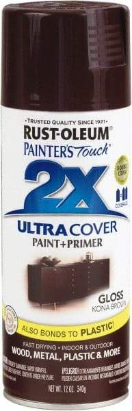 Rust-Oleum - Kona Brown, Gloss, Enamel Spray Paint - 8 Sq Ft per Can, 12 oz Container, Use on Multipurpose - A1 Tooling