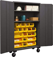 Durham - 2 Shelf 18 Bin Mobile Storage Cabinet - Steel, 48" Wide x 24" Deep x 80" High, Yellow - A1 Tooling