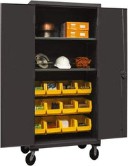 Durham - 2 Shelf 12 Bin Mobile Storage Cabinet - Steel, 36" Wide x 24" Deep x 80" High, Yellow - A1 Tooling