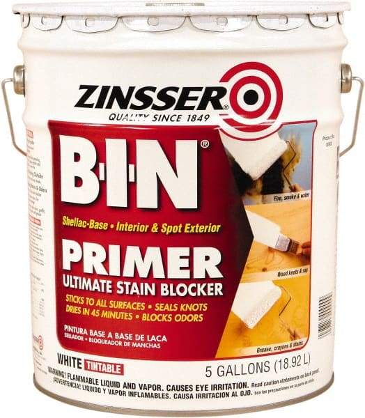 Rust-Oleum - 5 Gal White Shellac Primer - 1000 Sq Ft Coverage, 540 gL Content, Quick Drying, Interior/Exterior - A1 Tooling