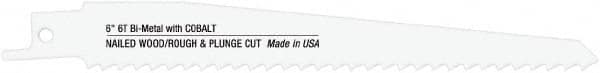 Disston - 6" Long x 3/4" Thick, Bi-Metal Reciprocating Saw Blade - Straight Profile, 6 TPI, Toothed Edge, Universal Shank - A1 Tooling