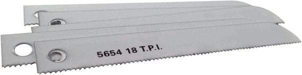 Disston - 4" Long x 1/2" Thick, Bi-Metal Reciprocating Saw Blade - Straight Profile, 18 TPI, Toothed Edge, Universal Shank - A1 Tooling