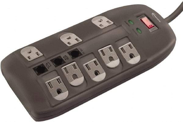 innovera - 8 Outlets, 120 Volts, 15 Amps, 6' Cord, Surge Power Outlet Strip - Floor Mount, 5-15R NEMA Configuration - A1 Tooling