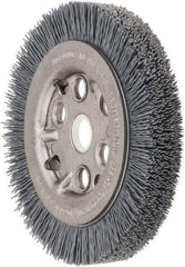 Weiler - 4-1/4" OD, 5/8" Arbor Hole, Crimped Nylon Wheel Brush - 3/4" Face Width, 5/8" Trim Length, 0.022" Filament Diam, 6,000 RPM - A1 Tooling