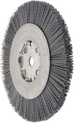 Weiler - 8" OD, 5/8" Arbor Hole, Crimped Nylon Wheel Brush - 7/8" Face Width, 1-1/2" Trim Length, 0.035" Filament Diam, 4,500 RPM - A1 Tooling