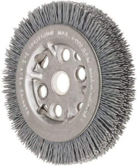 Weiler - 4-1/4" OD, 5/8" Arbor Hole, Crimped Nylon Wheel Brush - 3/4" Face Width, 5/8" Trim Length, 0.035" Filament Diam, 6,000 RPM - A1 Tooling