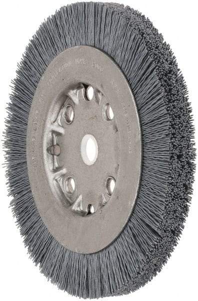 Weiler - 6" OD, 5/8" Arbor Hole, Crimped Nylon Wheel Brush - 5/8" Face Width, 7/8" Trim Length, 0.022" Filament Diam, 4,500 RPM - A1 Tooling