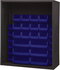 Durham - 30 Bin Enclosed Shelving - 48 Inch Overall Width x 24 Inch Overall Depth x 48 Inch Overall Height, Blue Polyethylene Bins - A1 Tooling