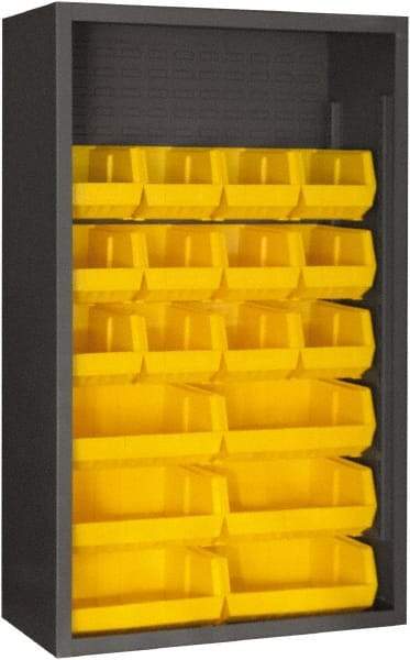 Durham - 18 Bin Enclosed Shelving - 36 Inch Overall Width x 18 Inch Overall Depth x 60 Inch Overall Height, Yellow Polyethylene Bins - A1 Tooling