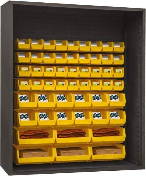 Durham - 54 Bin Enclosed Shelving - 60 Inch Overall Width x 24 Inch Overall Depth x 60 Inch Overall Height, Yellow Polyethylene Bins - A1 Tooling